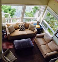 Looking down into the living area