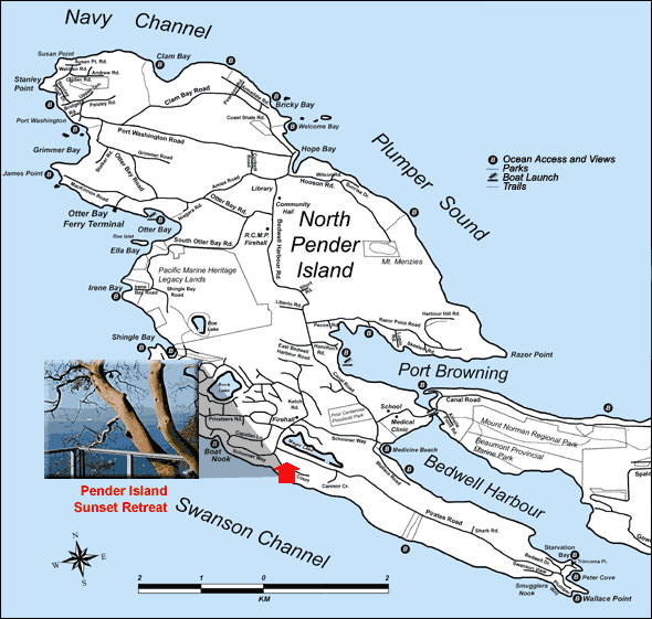 Pender Island Sunset Retreat, Pender Island Map Providing