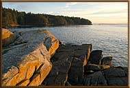 Sunset lit rocks at Roesland, North Pender Island
