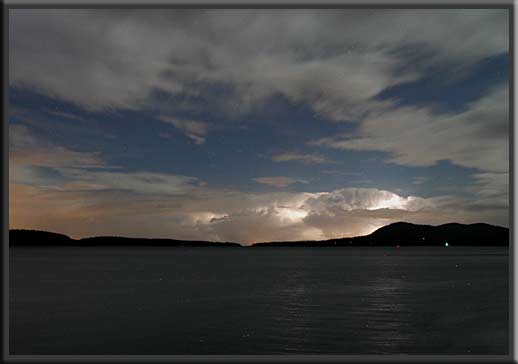 North Pender Island - Lightning in the distance over Washington's Cascade Mountains