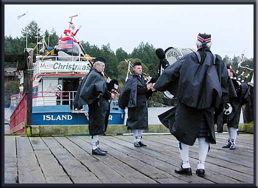 North Pender Island - The Pender Highlanders welcoming the Lions Club