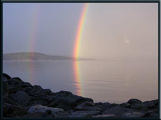 North Pender Island - Spring rainbow over Plumper Sound