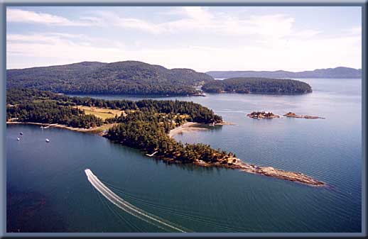 Saturna Island - Aerial view of Winter Cove and Saturna Island