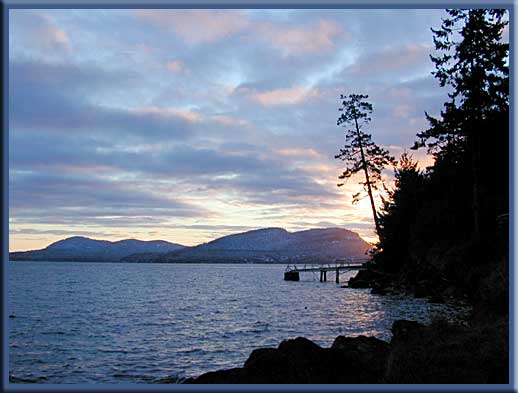 North Pender Island - A winter sunrise over Saturna Island